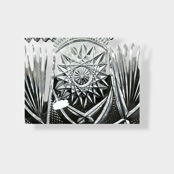 Vntg Unmarked Hobstar & Fan 8” Cut Glass Crystal Bowl ABP Collectable Brilliant - Picture 16 of 16